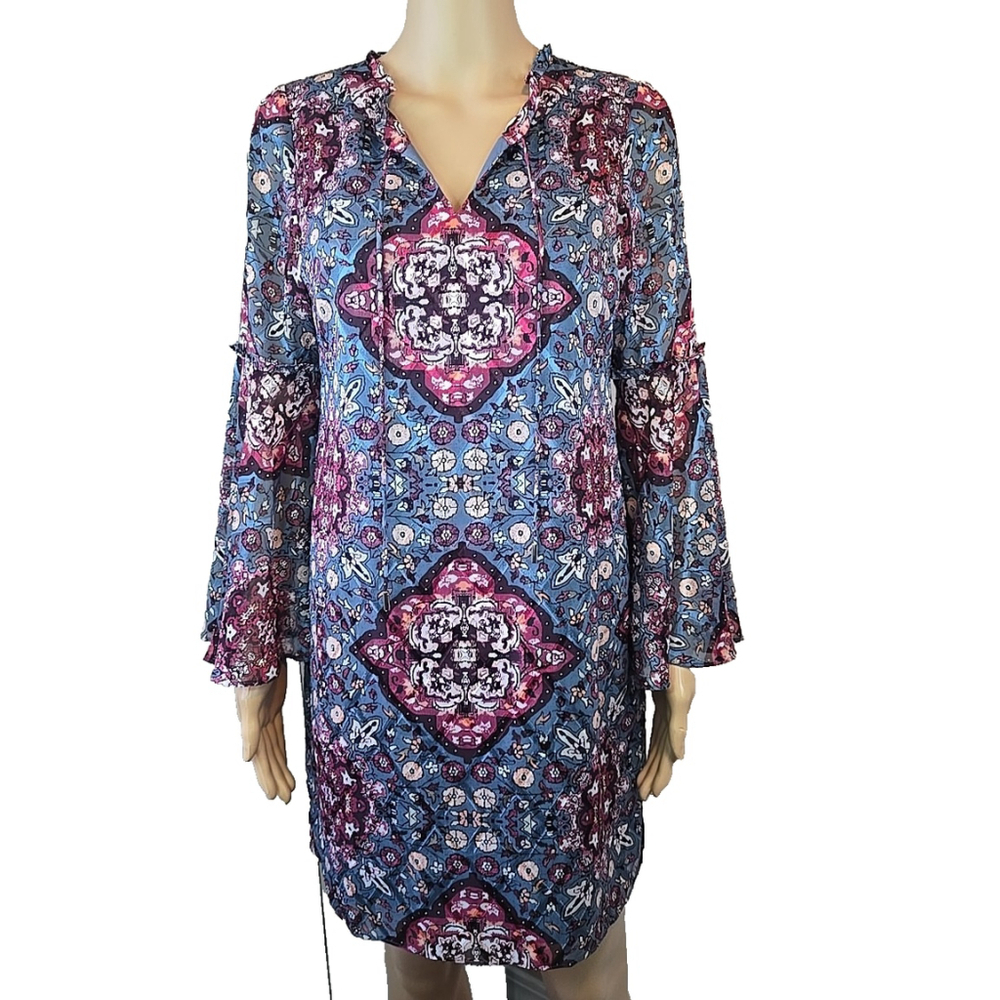 White House Black Market Women's Medallion Boho Shift Dress Size Small